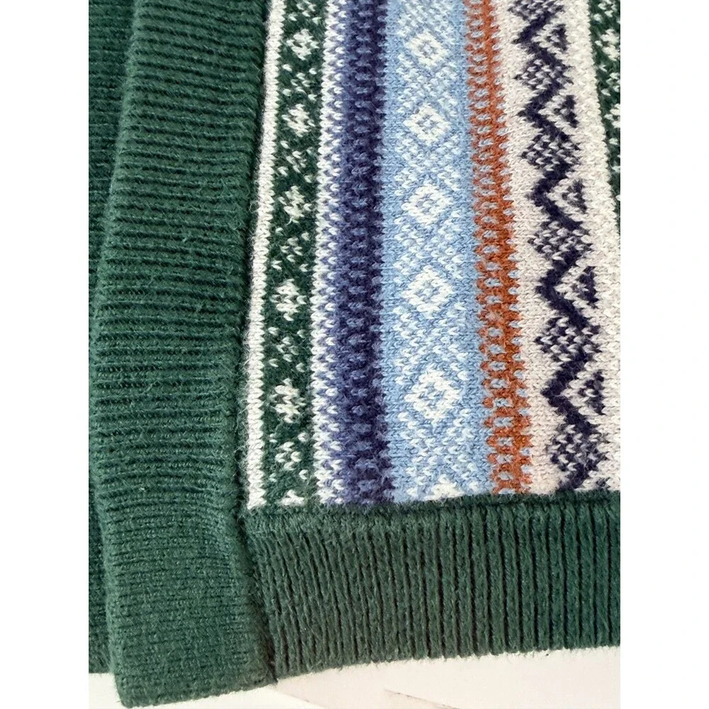 Gymboree Knit Baby Blanket Fair Isle Blue Green Stripes Designer Discontinued